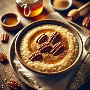 Quinoapap met kaneel en pecannoten