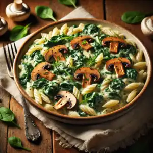 Romige Orzo met Spinazie & Champignons