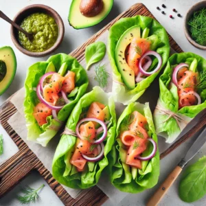 Sla Wraps met Gerookte Zalm en Avocado