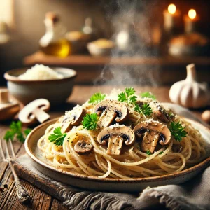 Volkoren spaghetti met champignonragout