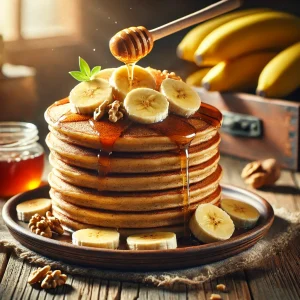 Zoutarme volkoren pannenkoeken met banaan