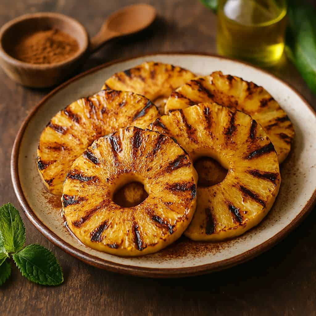 Ananas van de grill met kaneel
