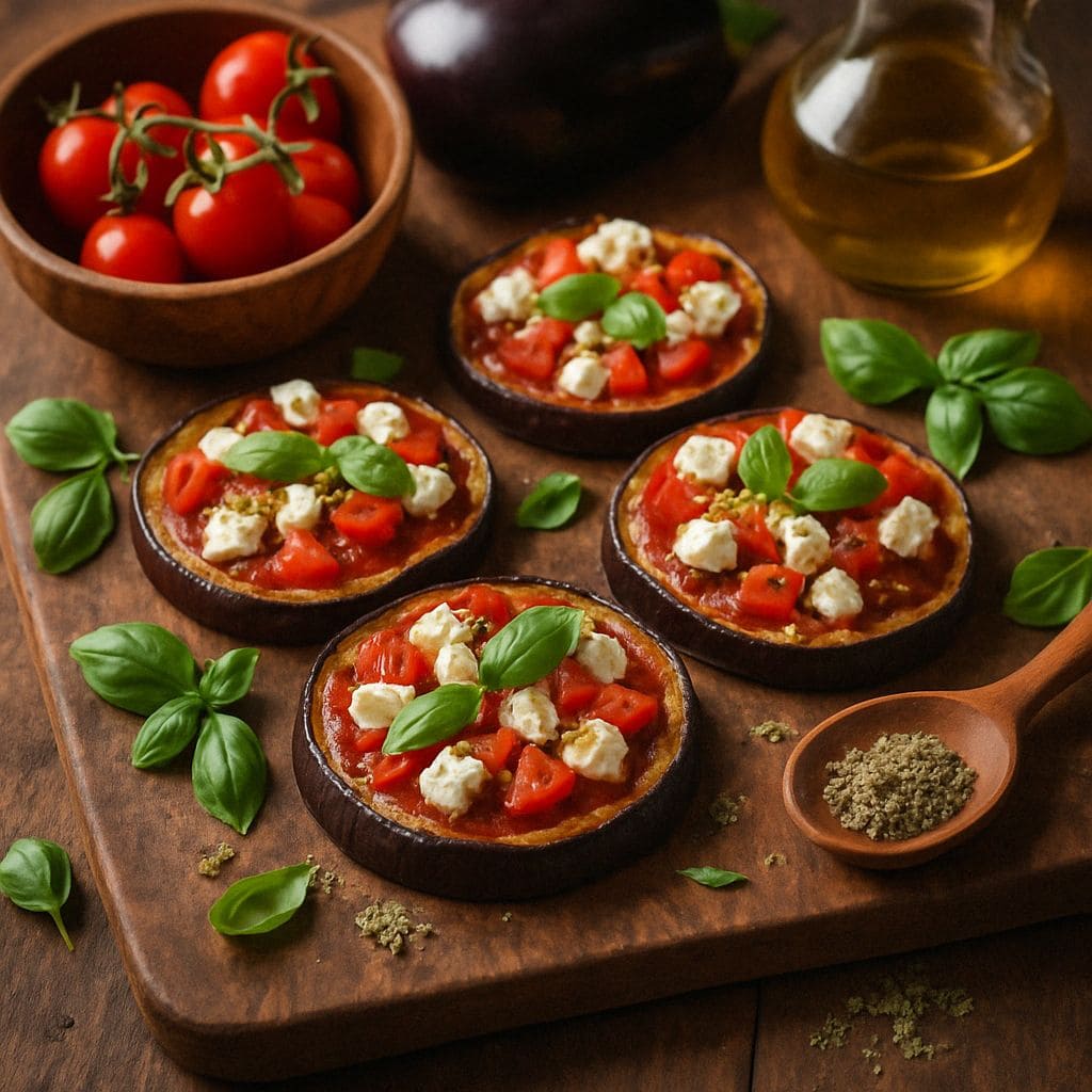 Aubergine mini pizza's met feta