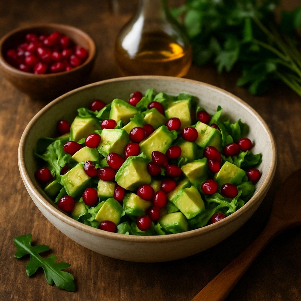 Avocado salade met granaatappelpitjes
