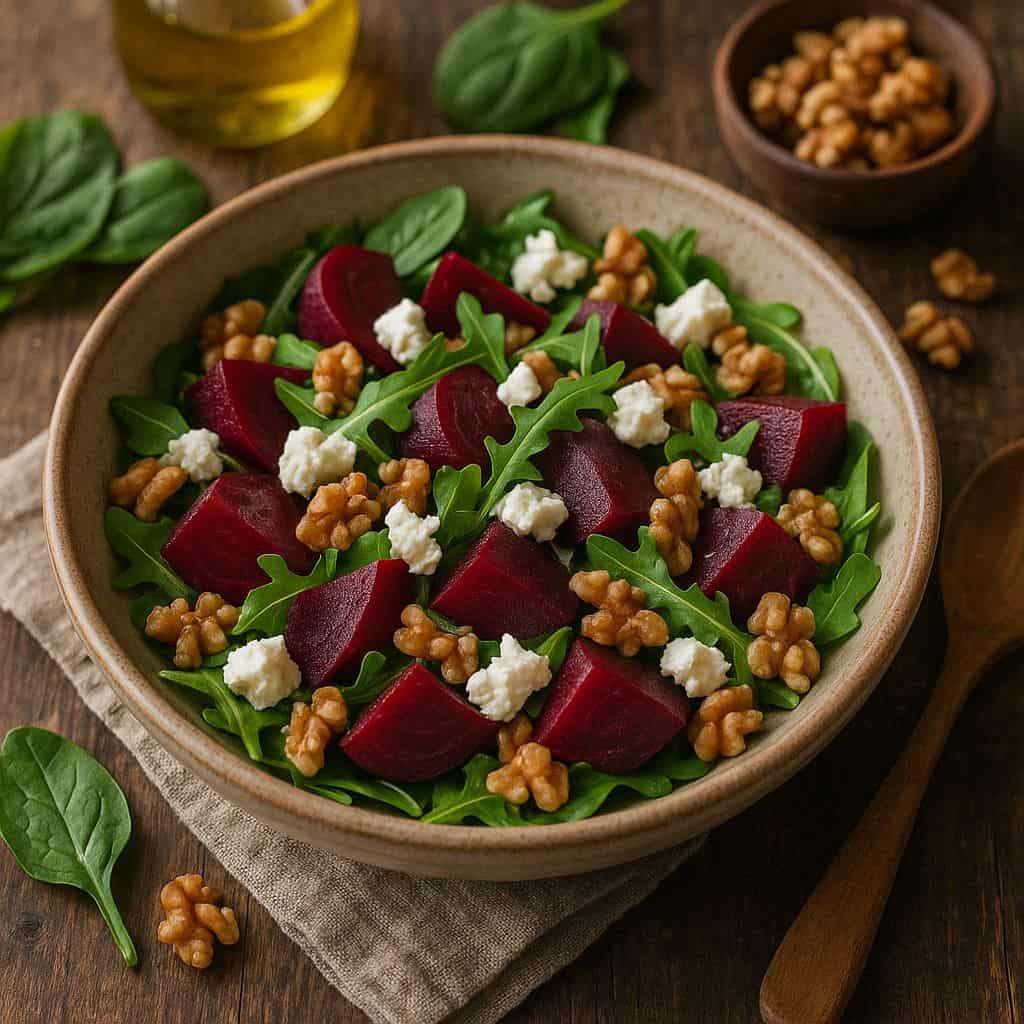 Bietensalade met walnoten en geitenkaas