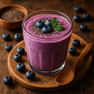 Blauwe bessen smoothie met chiazaad