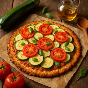 Bloemkoolpizza met courgette en tomaat