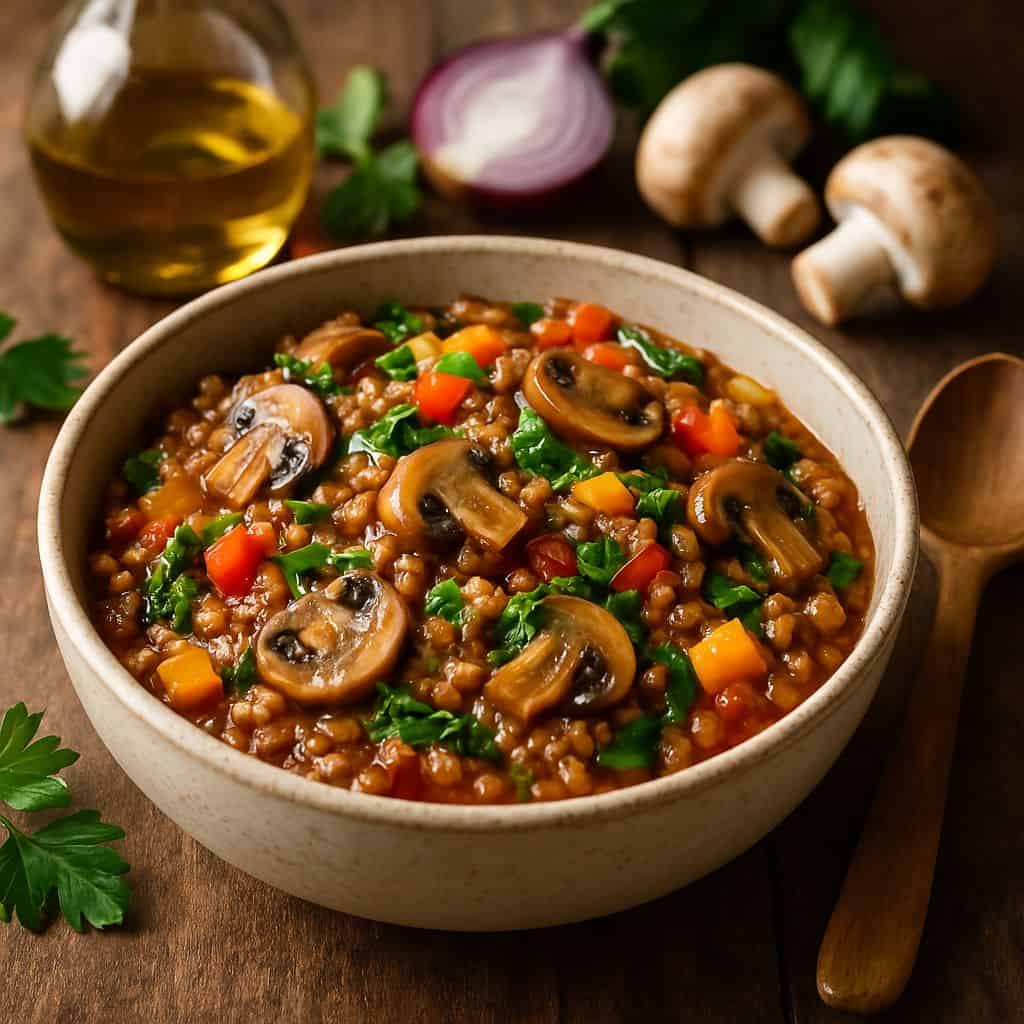 Boekweitstoof met champignons