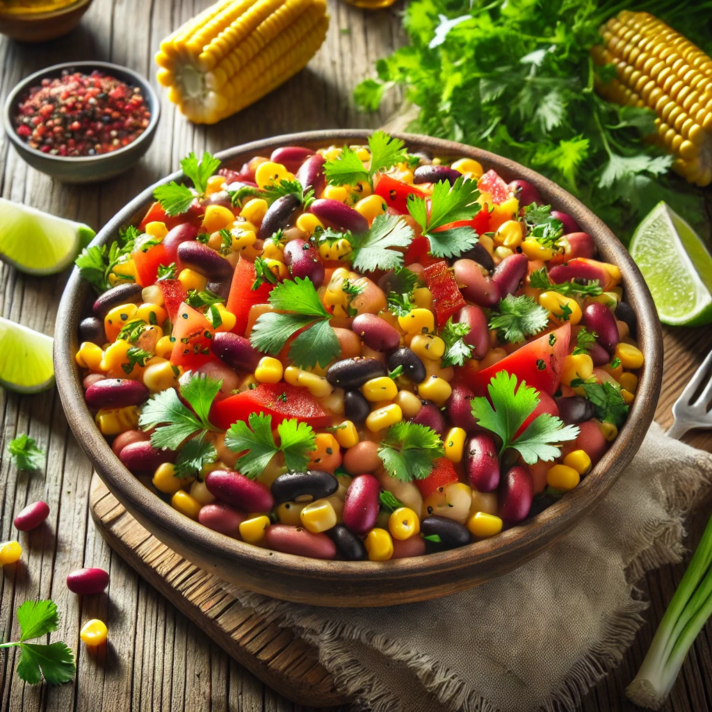 Bonensalade met mais en koriander