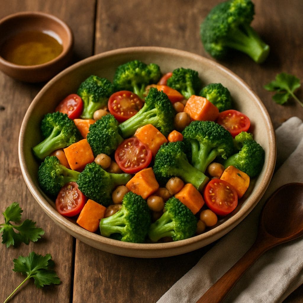 Broccoli-zoete aardappel salade