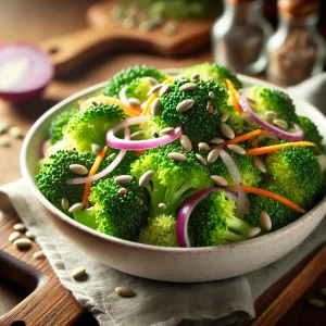 Broccolisalade met zonnebloempitten