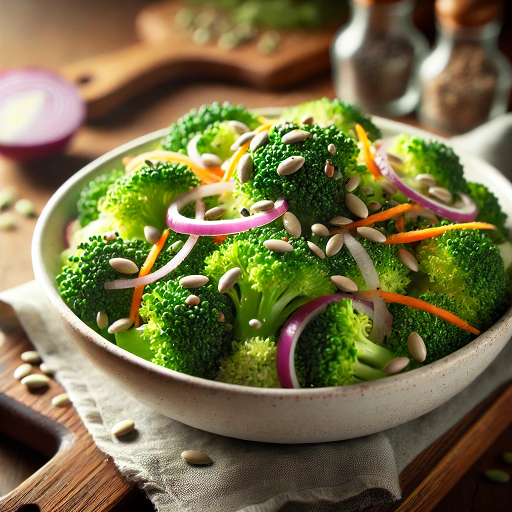 Broccolisalade met zonnebloempitten