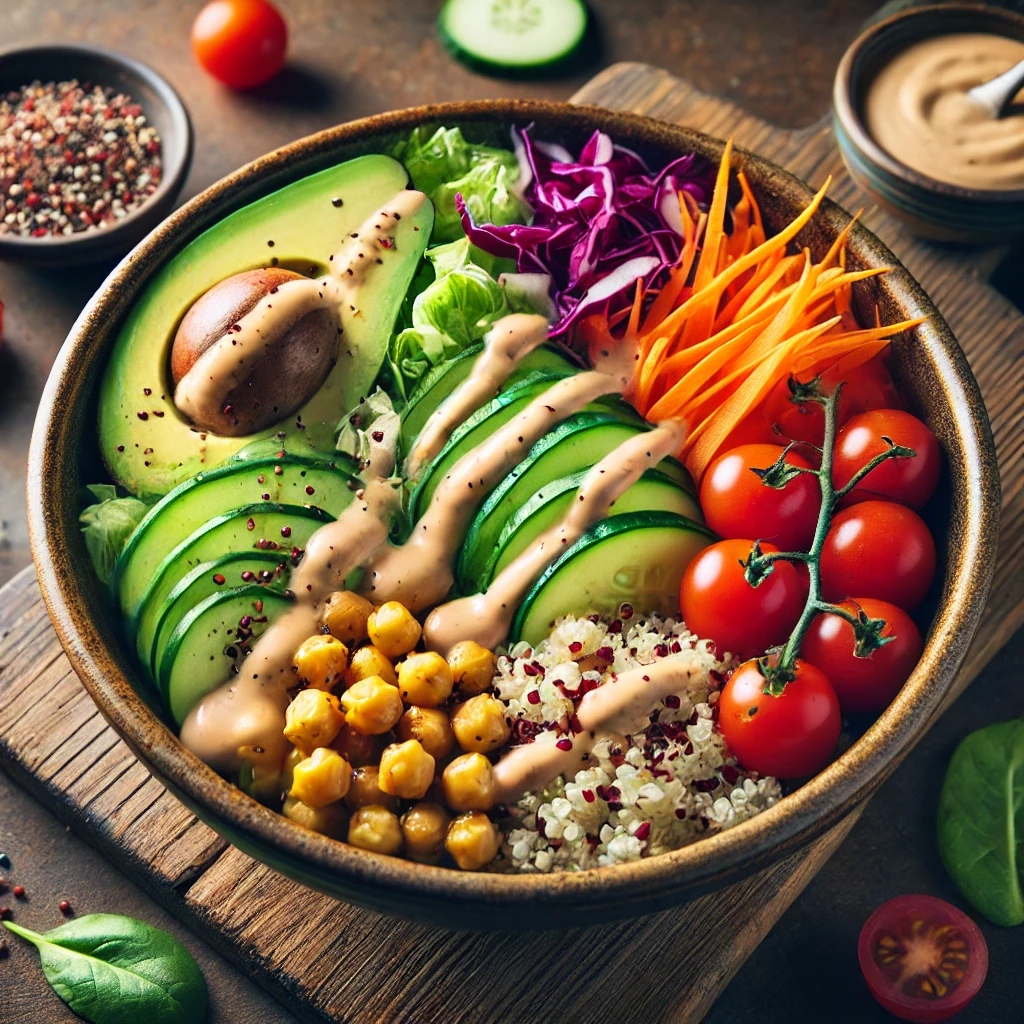 Buddha bowl met avocado en kikkererwten