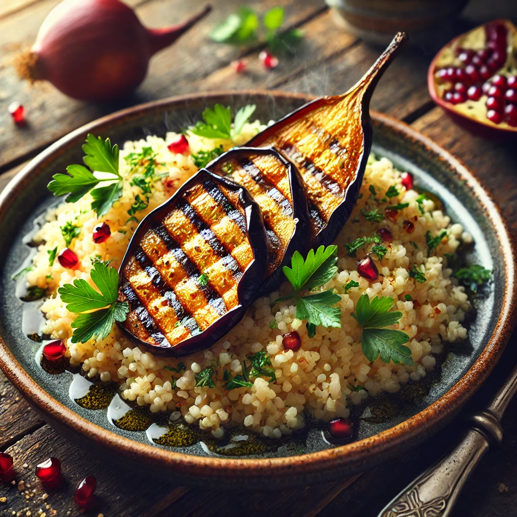 Bulgur met gegrilde aubergine