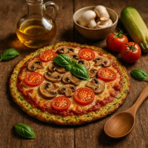 Courgettebodem pizza met champignons