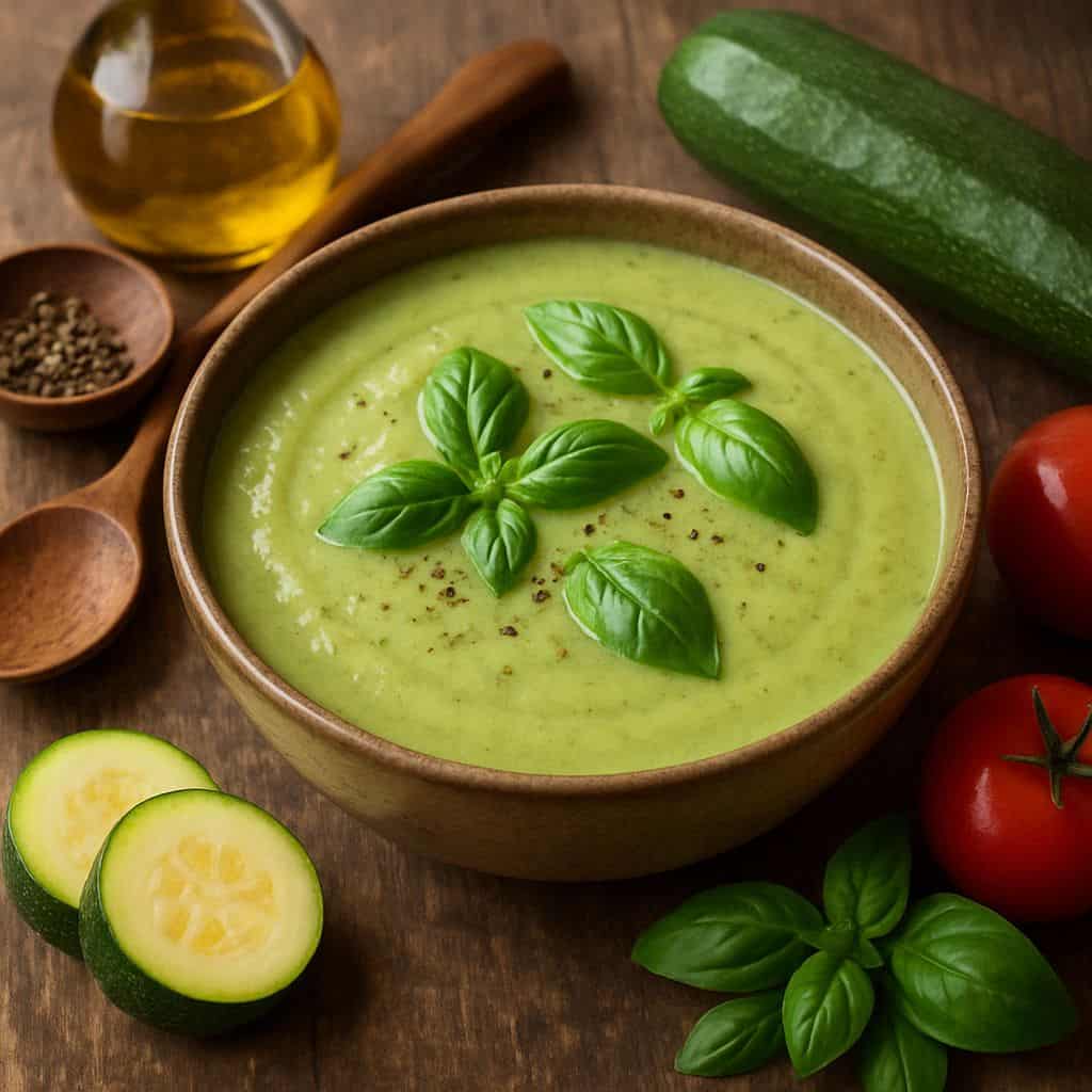 Courgettesoep met basilicum