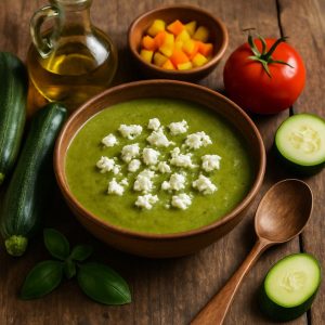 Courgettesoep met geitenkaas