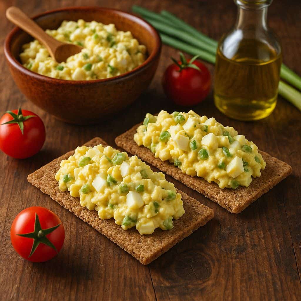 Eiersalade op volkoren crackers