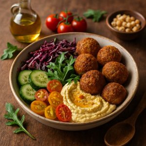 Falafel bowl met hummus en groenten
