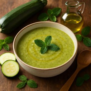 Frisse courgettesoep met munt