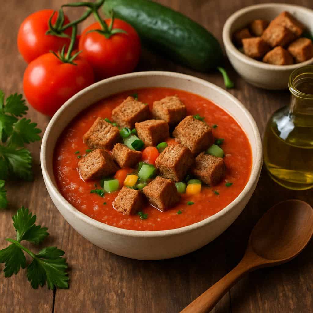 Gazpacho met volkoren croutons