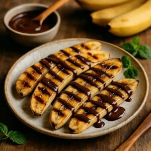 Gegrilde banaan met pure chocolade