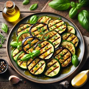 Gegrilde courgette en aubergine zonder zout