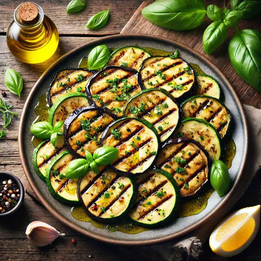 Gegrilde courgette en aubergine zonder zout
