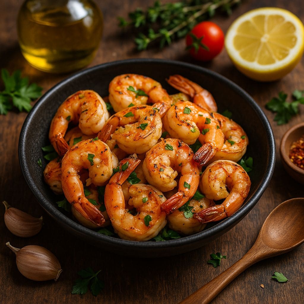 Gegrilde garnalen met knoflook