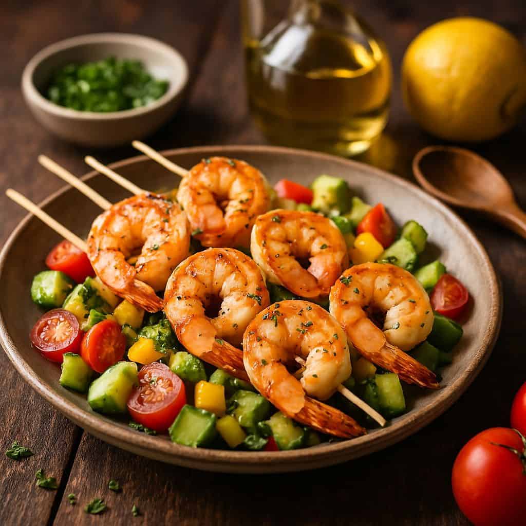 Gegrilde garnalenspiesjes