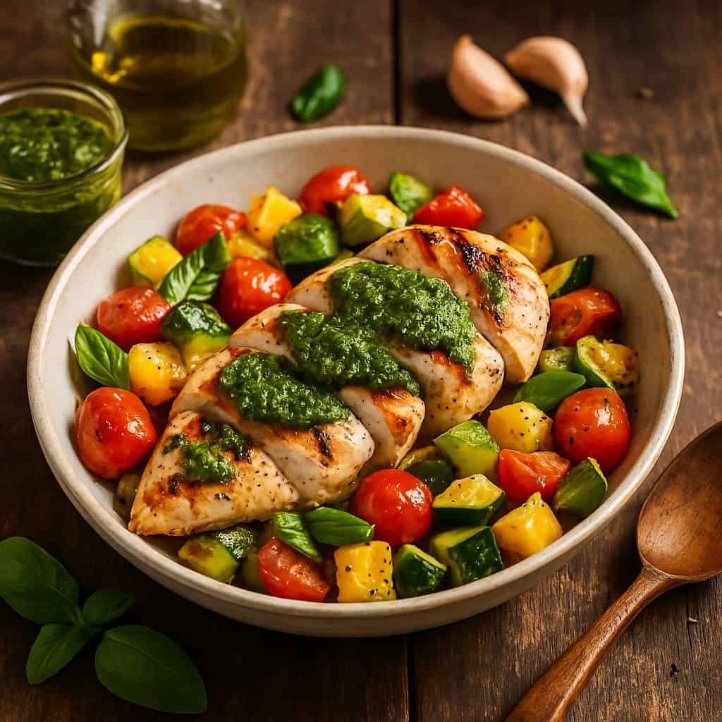 Gegrilde kipfilet met pesto