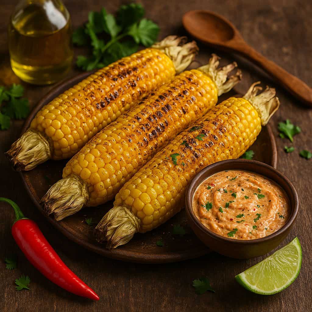Gegrilde maïskolven met chili-limoenboter