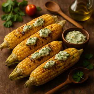 Gegrilde maiskolven met kruidenboter