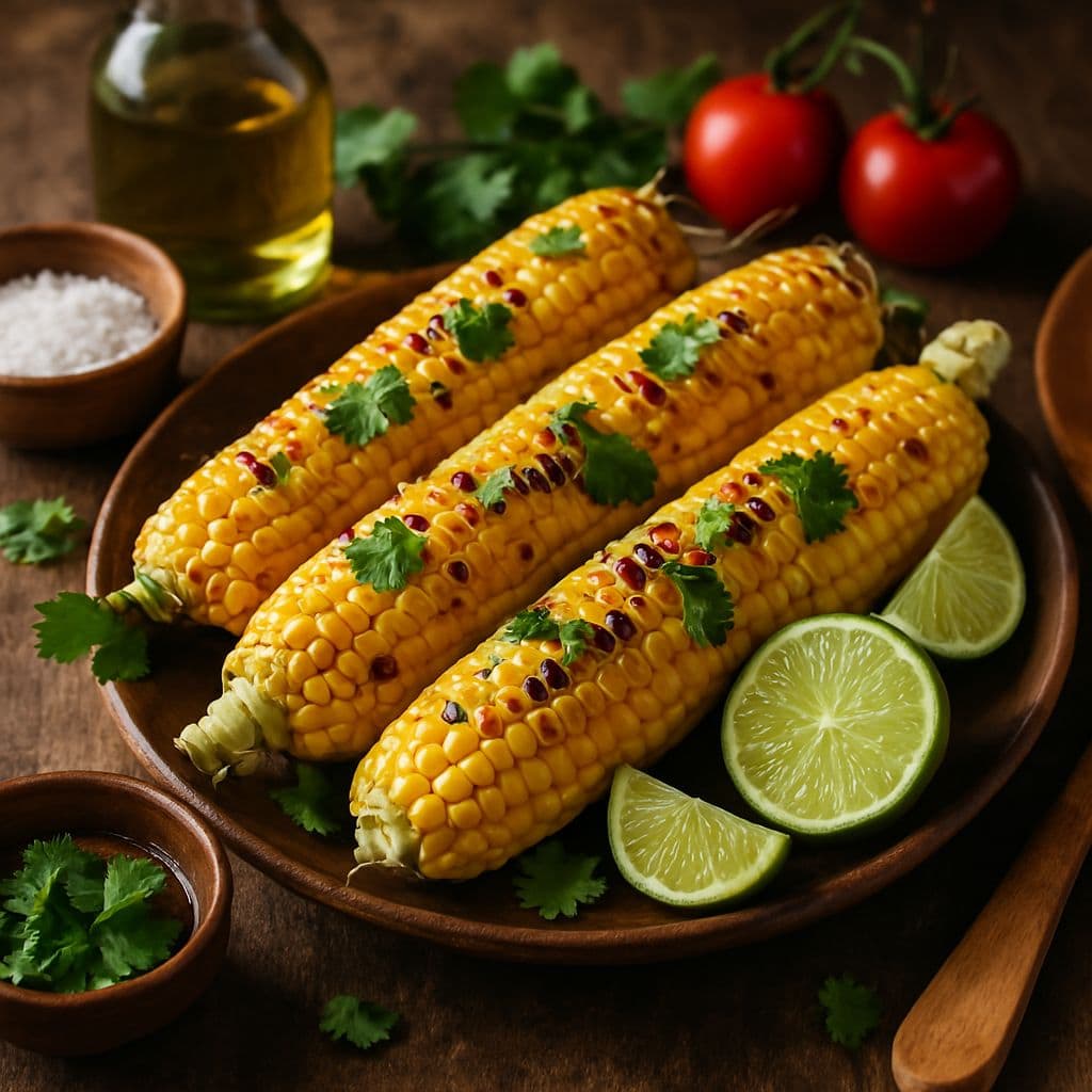 Gegrilde maiskolven met limoensap