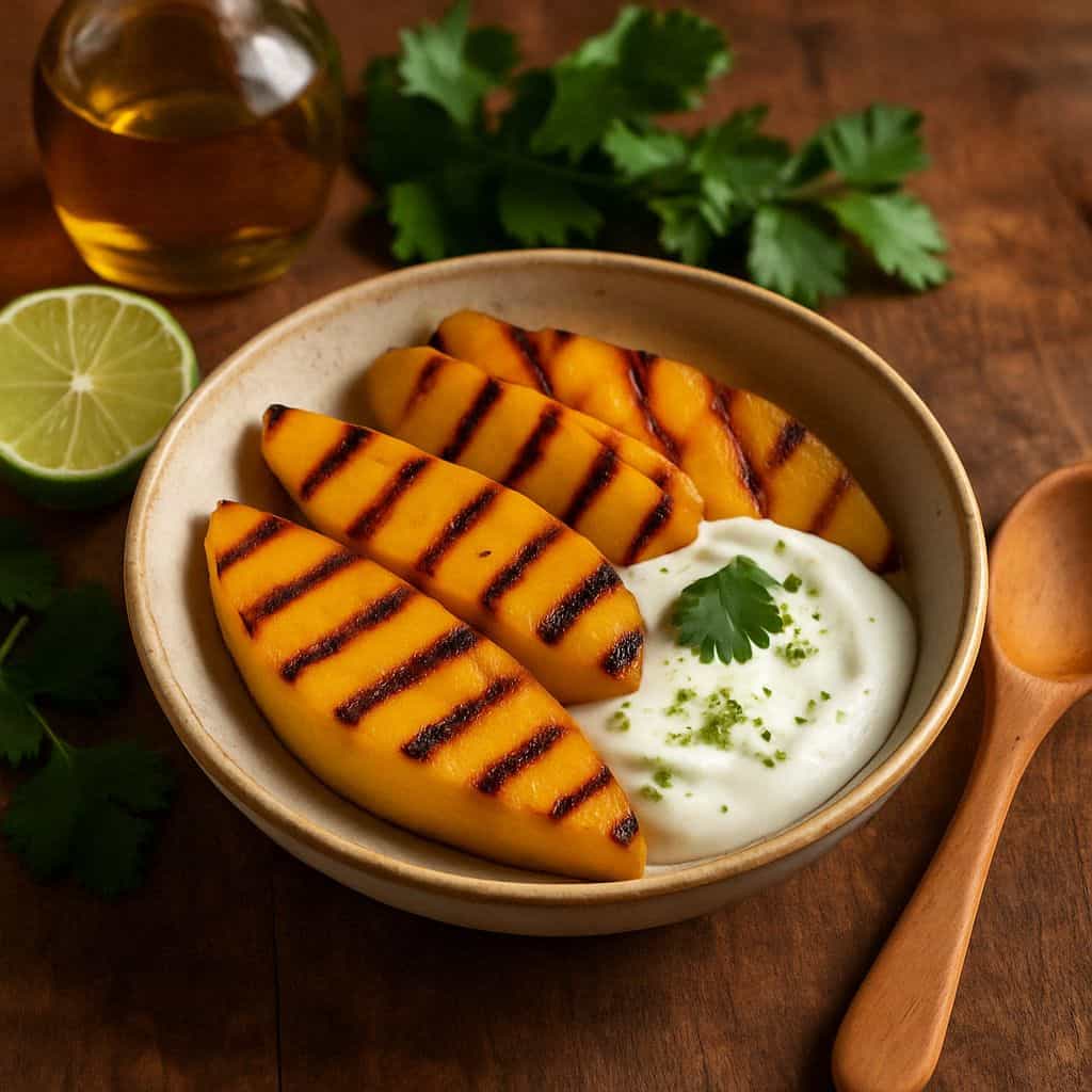 Gegrilde mango met limoenyoghurt