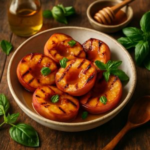 Gegrilde nectarines met honing