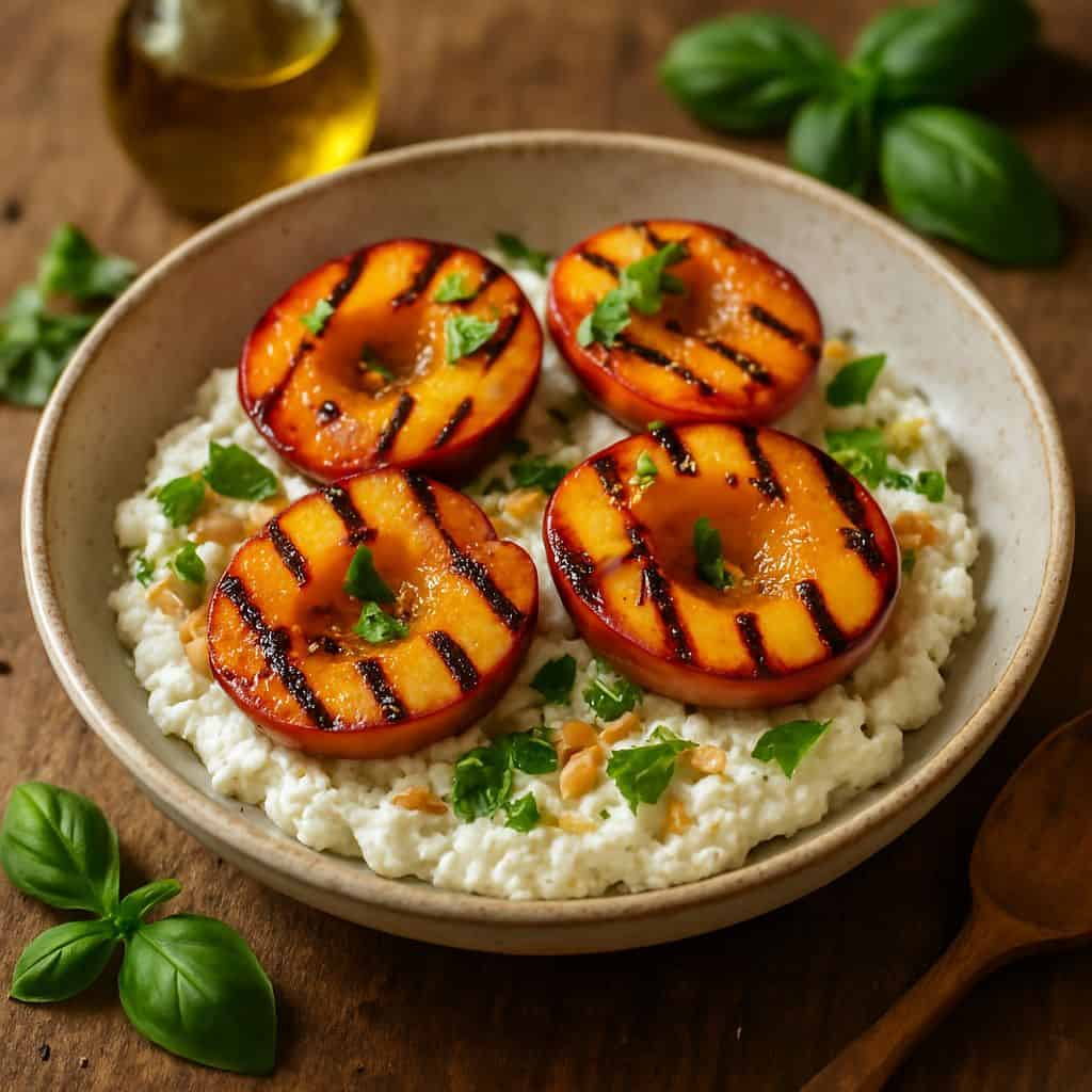 Gegrilde nectarines met ricotta