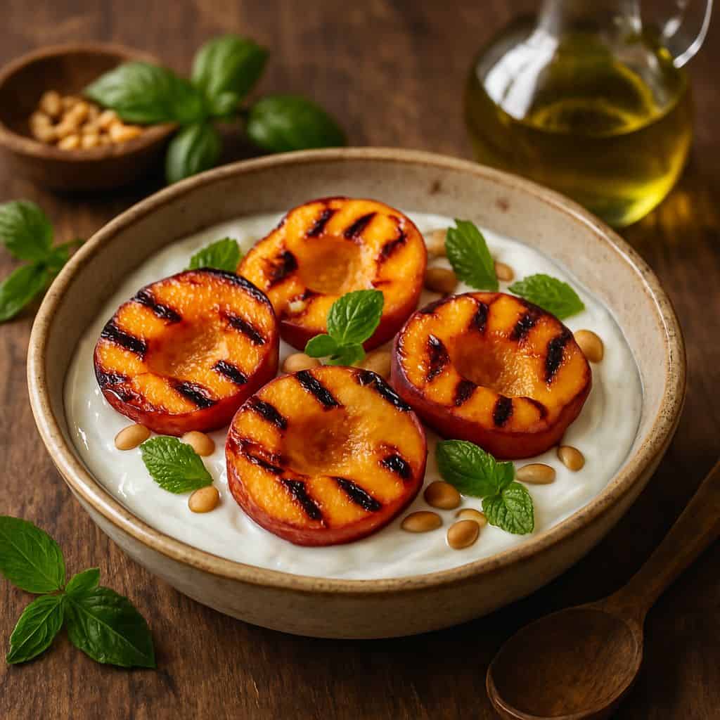 Gegrilde nectarines met yoghurt