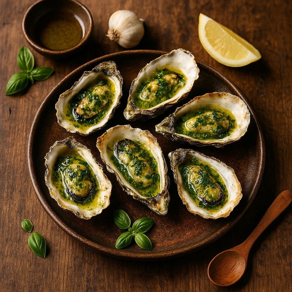 Gegrilde oesters met knoflookboter
