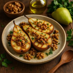 Gegrilde peer met walnoten