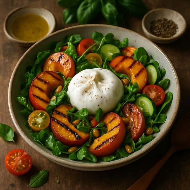 Gegrilde perzik salade met burrata