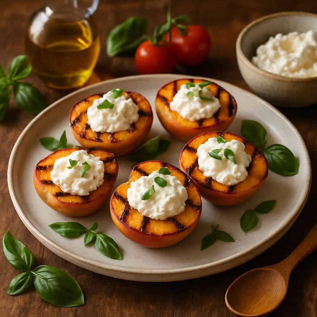 Gegrilde perziken met ricotta