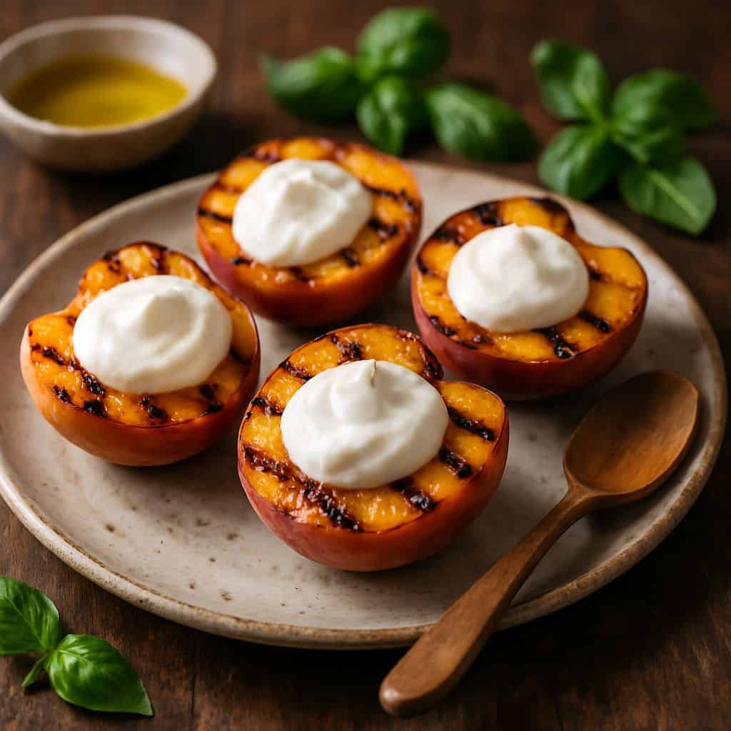 Gegrilde perziken met yoghurt