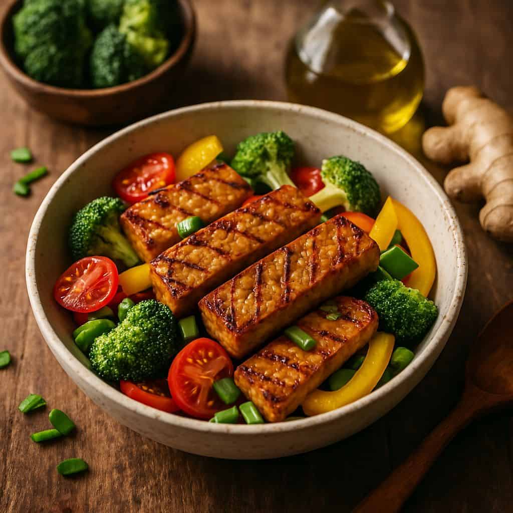 Gegrilde tempeh met gembermarinade