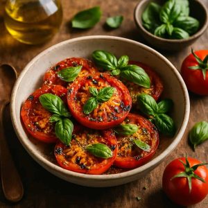 Gegrilde tomaat met basilicum