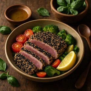 Gegrilde tonijnsteak met sesamkorst