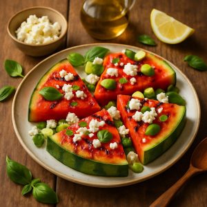 Gegrilde watermeloen met feta