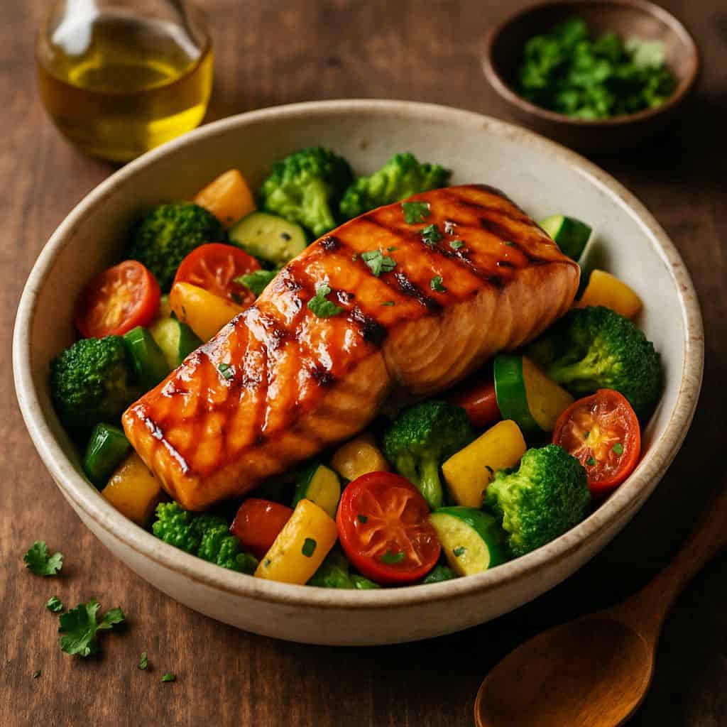 Gegrilde zalm met maple glaze