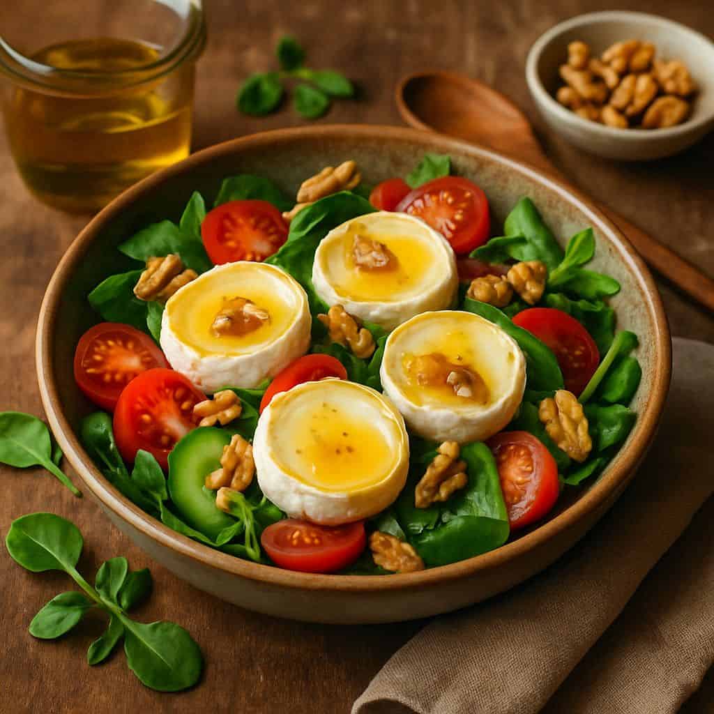 Geitenkaas salade met honing dressing