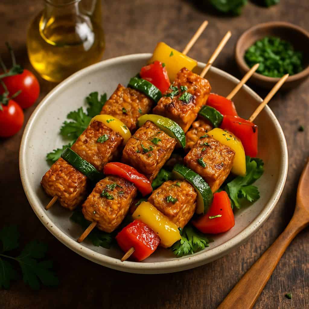 Gemarineerde tempeh spiesjes